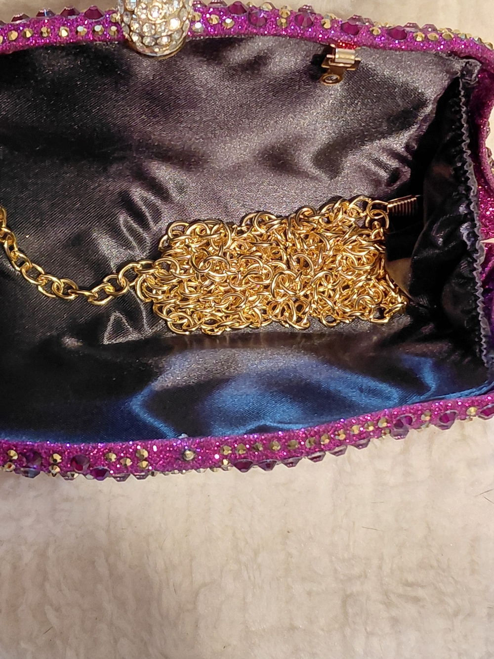 Embellished Magenta Crystal Clutch Bag - Picture 4 of 4